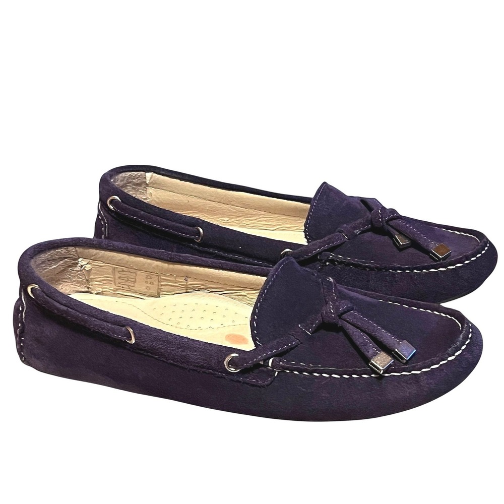 Patricia Green Lizzie Purple Suede Driving Moccasin Loafers Womens 38.5 83019